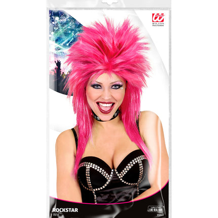 Widmann SRL Rockster pruik roze punk
