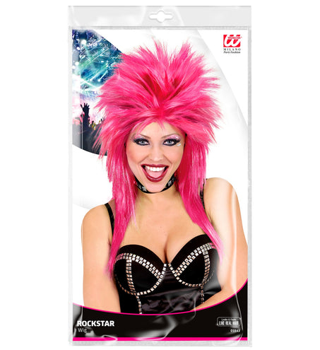 Widmann SRL Rockster pruik roze punk