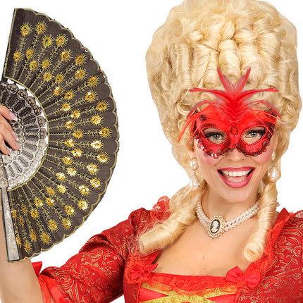 Widmann SRL Rode baronessen oogmaskertjes met veertjes