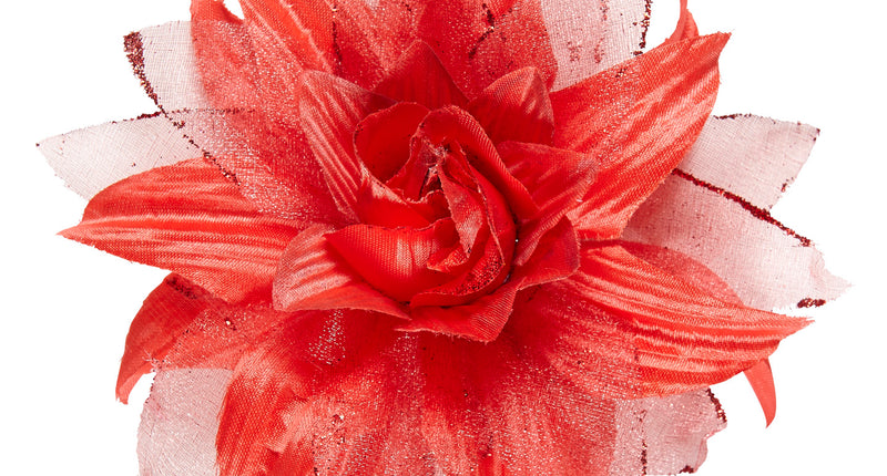 Widmann SRL Rode bloemen haarclip met glitters