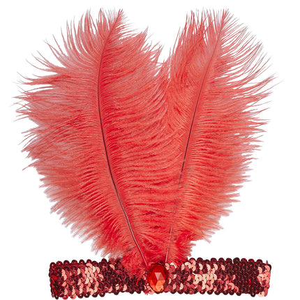 Widmann SRL Rode Charleston hoofdband met veren