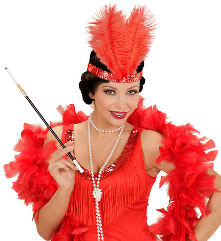 Widmann SRL Rode Charleston hoofdband met veren