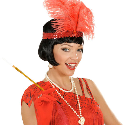 Widmann SRL Rode Charleston hoofdband met veren