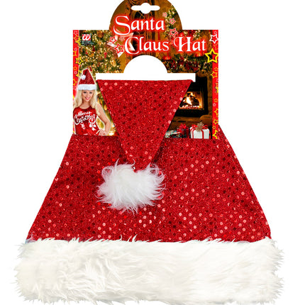 Widmann SRL Rode glitter kerstmuts