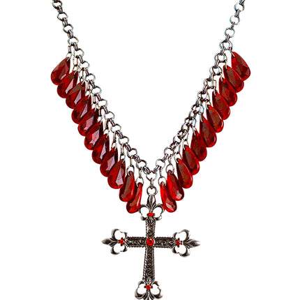 Widmann SRL Rode gothic ketting met kruis