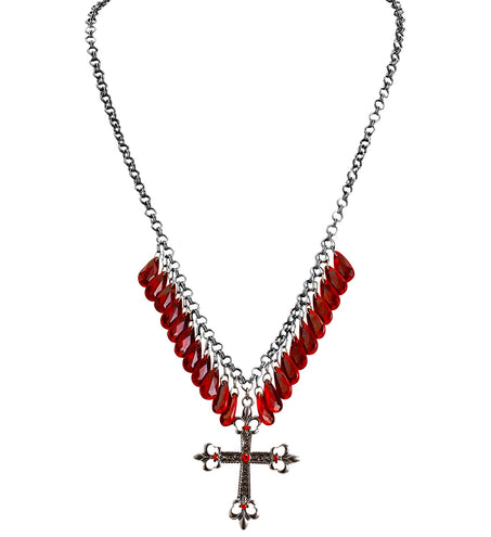 Widmann SRL Rode gothic ketting met kruis