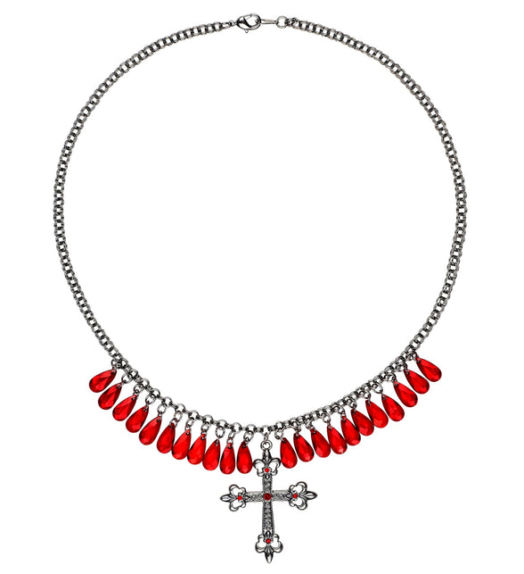Widmann SRL Rode gothic ketting met kruis