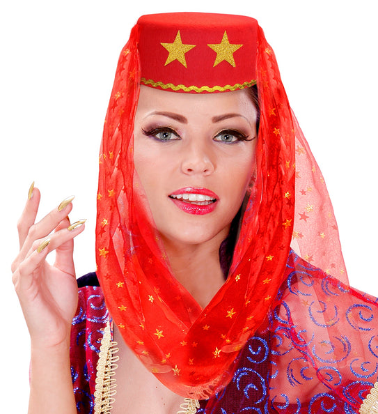 Widmann SRL Rode harem hoed met sluier