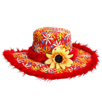 Widmann SRL Rode hoed Ibiza met zonnebloem