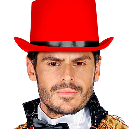 Widmann SRL Rode hoge hoed met zwarte band