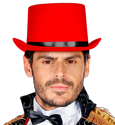 Widmann SRL Rode hoge hoed met zwarte band