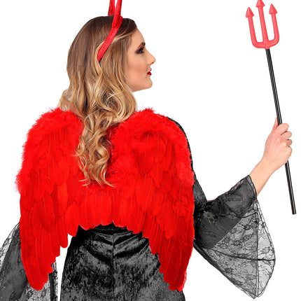 Widmann SRL Rode vleugels met marabou en glitters