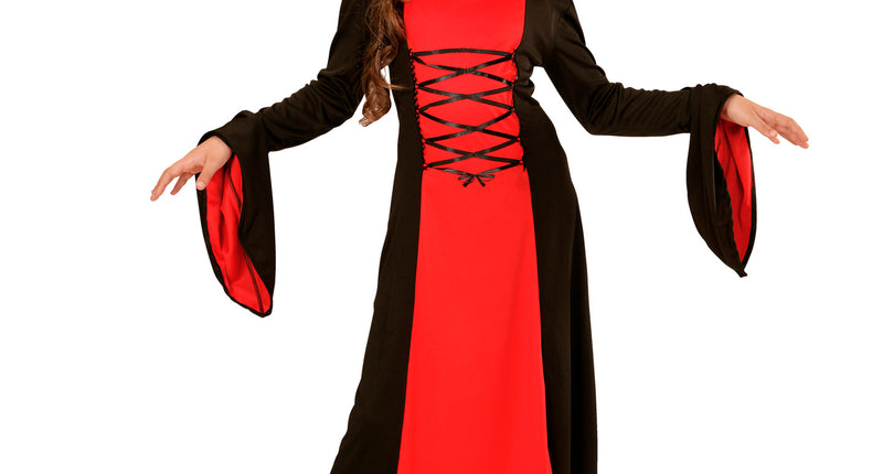 Widmann SRL Rood met zwarte Gothic lady jurk voor kids