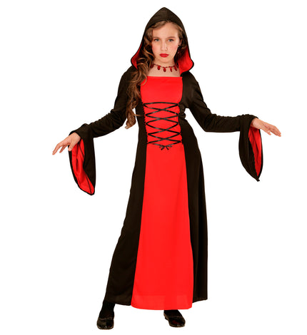 Widmann SRL Rood met zwarte Gothic lady jurk voor kids