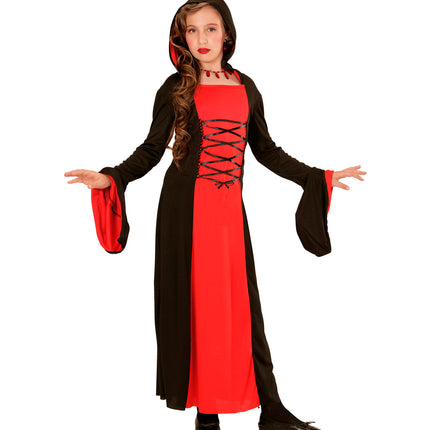 Widmann SRL Rood met zwarte Gothic lady jurk voor kids