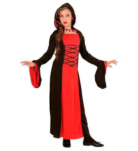Widmann SRL Rood met zwarte Gothic lady jurk voor kids