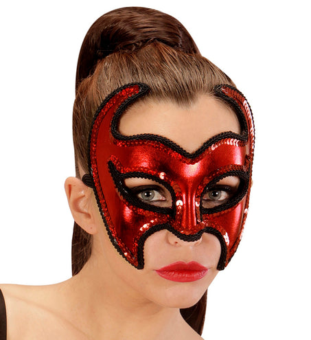Widmann SRL Rood metallic duivelsmasker