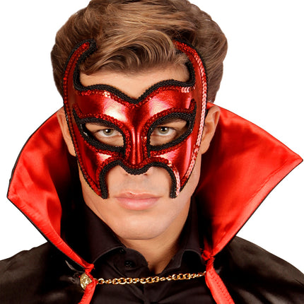Widmann SRL Rood metallic duivelsmasker