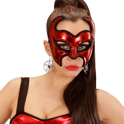 Widmann SRL Rood metallic duivelsmasker