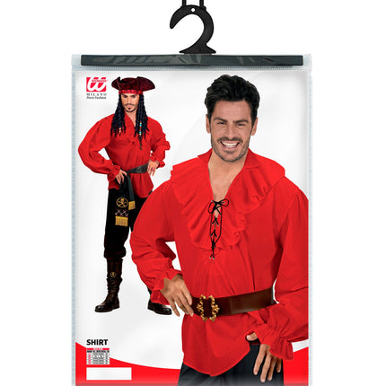 Widmann SRL Rood piratenshirt volwassenen