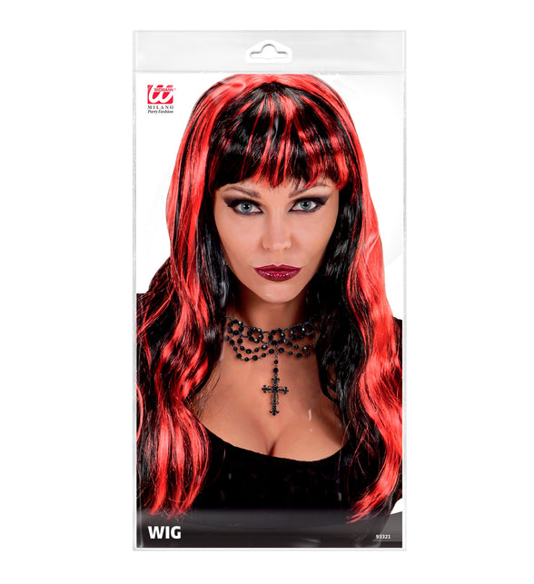 Widmann SRL Rood zwarte Halloween pruik