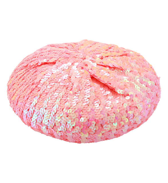 Widmann SRL Roze baret pailletten glitter muts