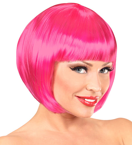 Widmann SRL Roze boblijn pruik dame