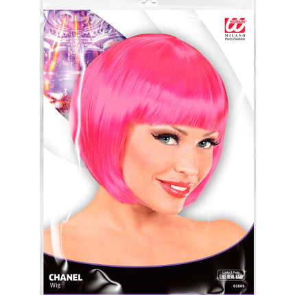 Widmann SRL Roze boblijn pruik dame