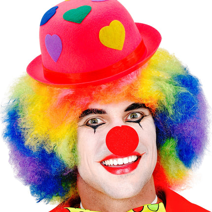 Widmann SRL Roze bolhoed clown met hartjes