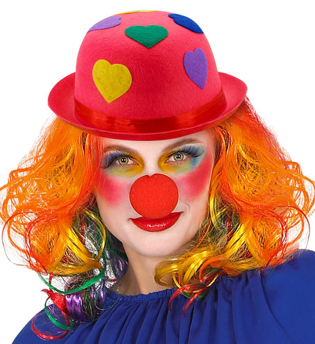 Widmann SRL Roze bolhoed clown met hartjes