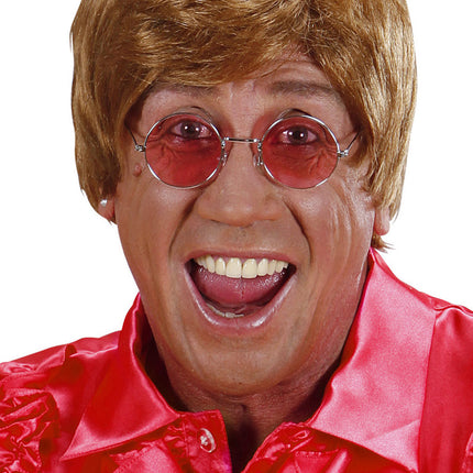 Widmann SRL Roze bril 70-er jaren Flower Power