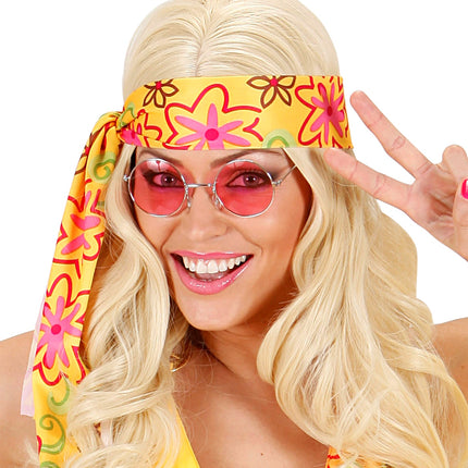 Widmann SRL Roze bril 70-er jaren Flower Power