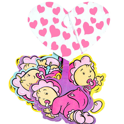 Widmann SRL Roze hartjes slingers voor geboorte