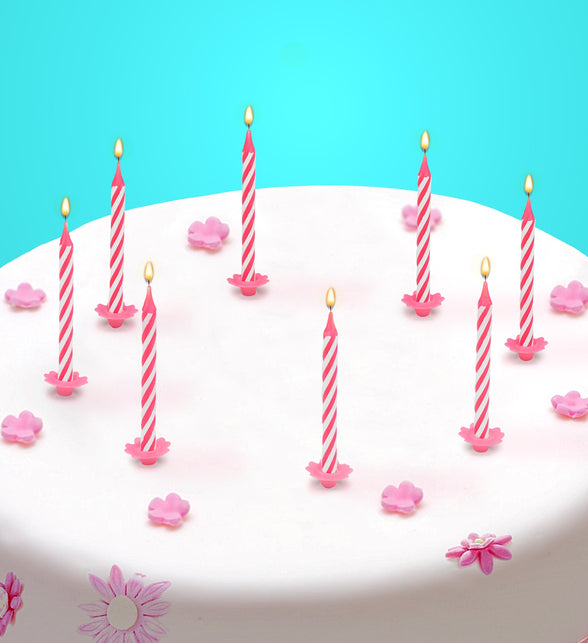 Widmann SRL Roze kaarsje happy birthday