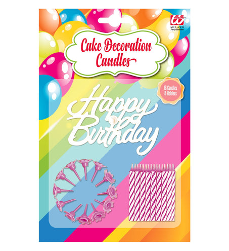 Widmann SRL Roze kaarsje happy birthday