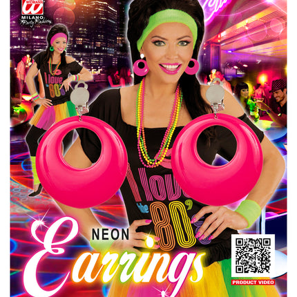 Widmann SRL Roze oorbellen neon disco