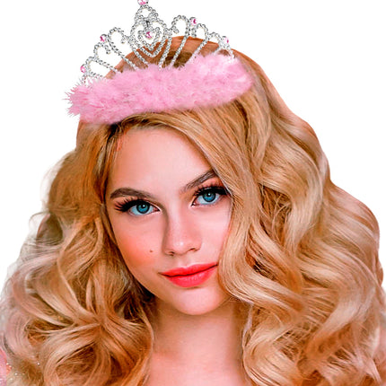 Widmann SRL Roze prinsessenkroon met marabou