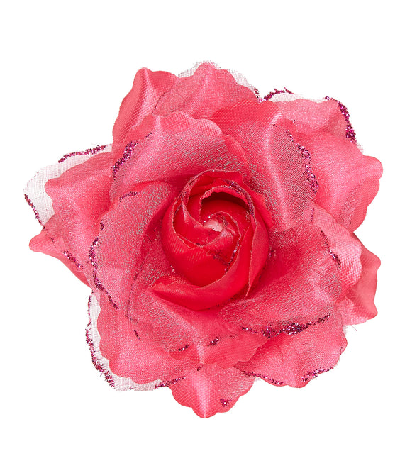 Widmann SRL Roze roos haarclip met glitters