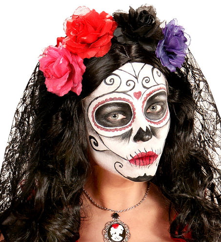 Widmann SRL Roze roos haarclip met glitters