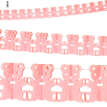 Widmann SRL Roze Teddy beertjes slinger voor geboorte