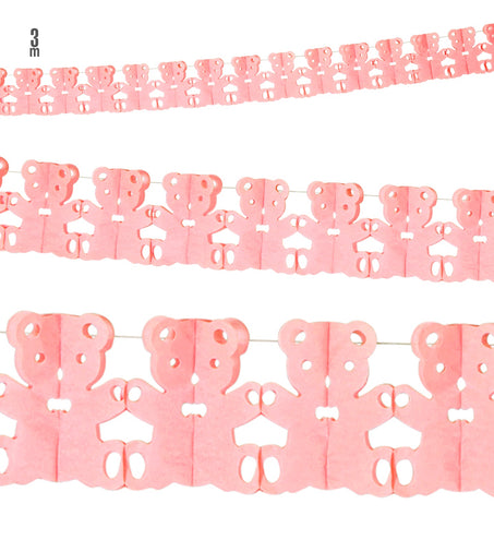 Widmann SRL Roze Teddy beertjes slinger voor geboorte