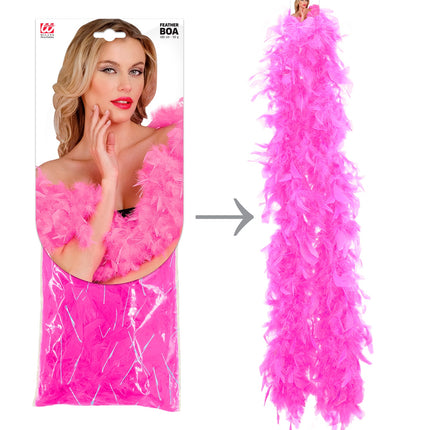 Widmann SRL Roze/fuchsia veren boa 180cm