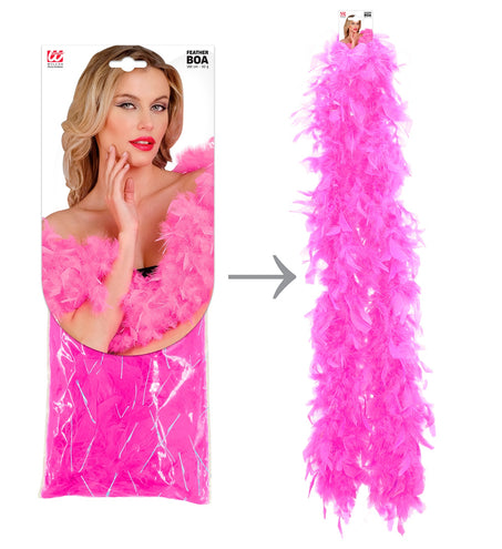 Widmann SRL Roze/fuchsia veren boa 180cm