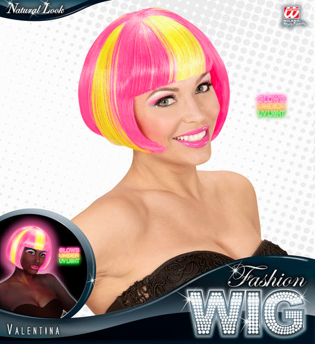 Widmann SRL Roze/gele neon pruik, Valentina
