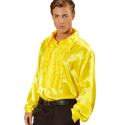 Widmann SRL Ruche blouse satijn geel