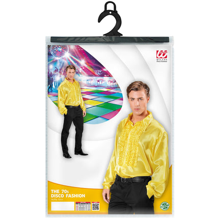 Widmann SRL Ruche blouse satijn geel