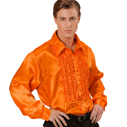 Widmann SRL Ruche blouse satijn oranje