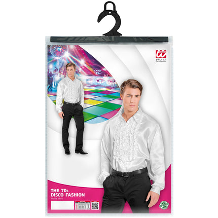 Widmann SRL Ruche blouse satijn wit