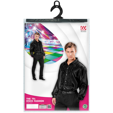 Widmann SRL Ruche blouse satijn zwart