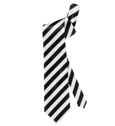 Widmann SRL Satijn witte stropdas met zwarte strepen
